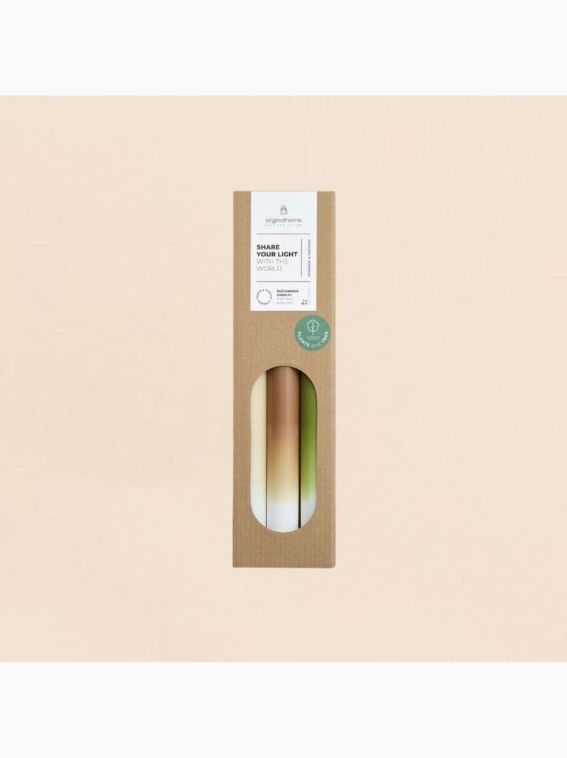 Set de 3 bougies dégradées beige, camel, vert 30cm Beige - Kiabi
