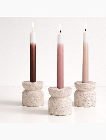 Set de 3 bougies dégradées rose parme / violet 30cm