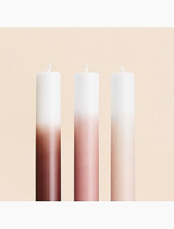 Set de 3 bougies dégradées rose parme / violet 30cm
