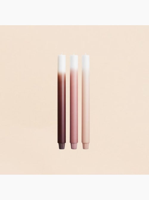 Set de 3 bougies dégradées rose parme / violet 30cm - Kiabi