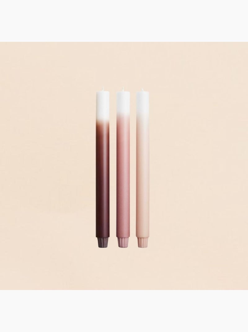 Set de 3 bougies dégradées rose parme / violet 30cm Rose - Kiabi