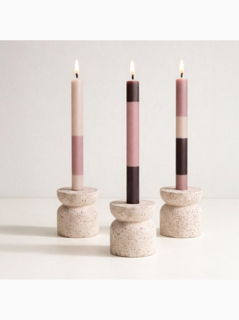 Set de 3 bougies rayées rose parme / violet 30cm Rose - Kiabi