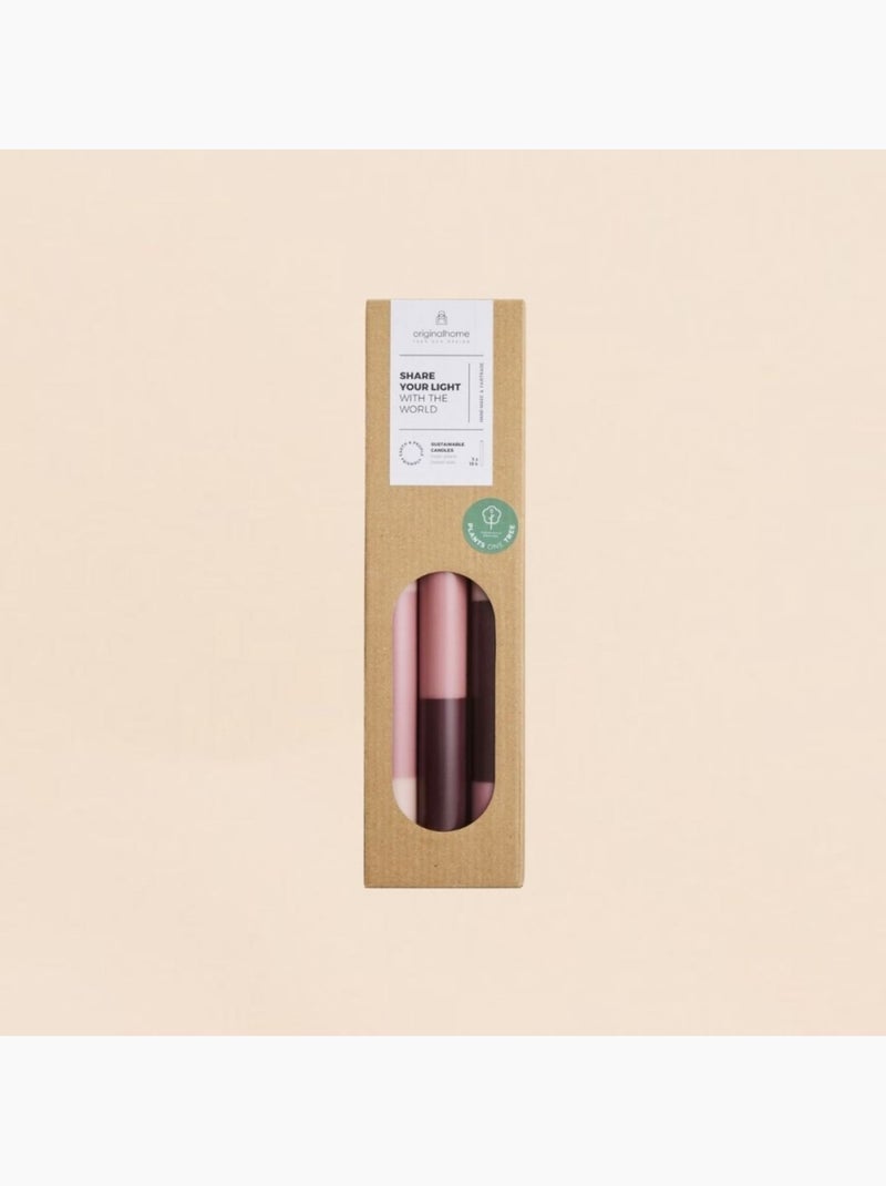 Set de 3 bougies rayées rose parme / violet 30cm Rose - Kiabi