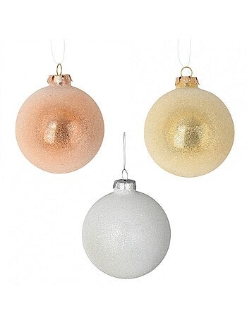 Set de 3 Boules Pailletées en Verre pour Sapin