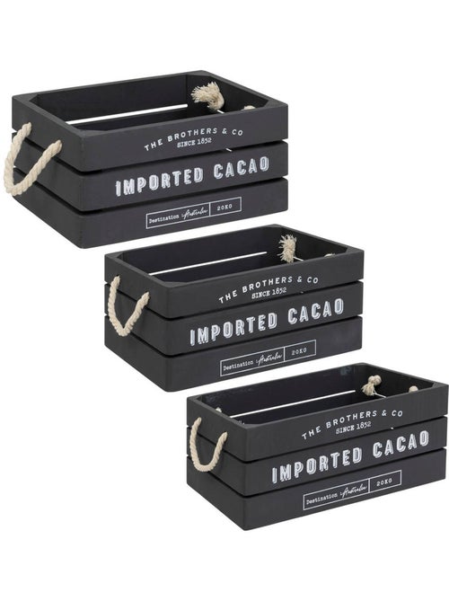 Set de 3 cagettes bois DENYS - Kiabi