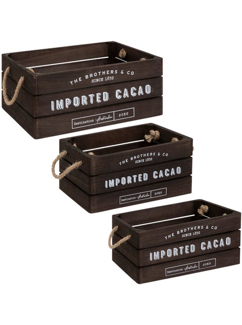 Set de 3 cagettes bois DENYS - Kiabi