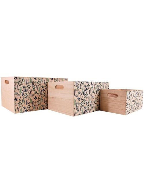 Set de 3 caisses fleuries empreintes en bois - Kiabi Set de 3 caisses fleuries empreintes en bois - Kiabi
