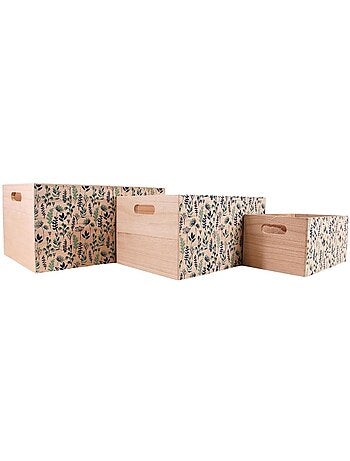 Set de 3 caisses fleuries liberty en bois