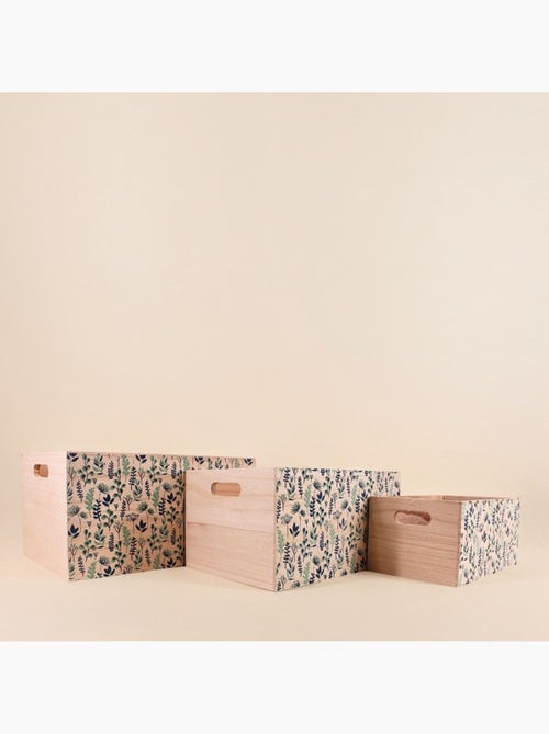 Set de 3 caisses fleuris en bois - Kiabi