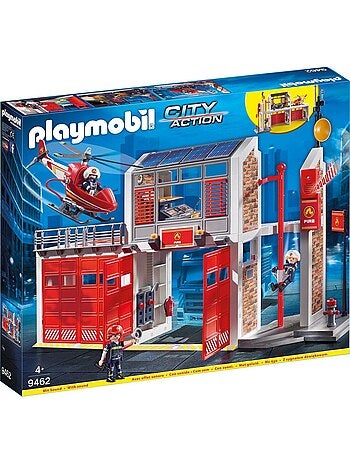 Set de 3 : caserne de pompiers + camion à échelle + véhicule de secours