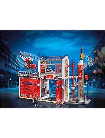 Set de 3 : caserne de pompiers + camion à échelle + véhicule de secours