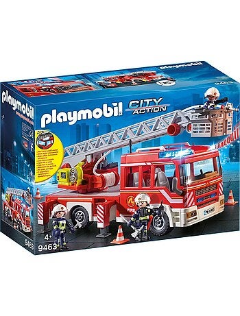 Set de 3 : caserne de pompiers + camion à échelle + véhicule de secours