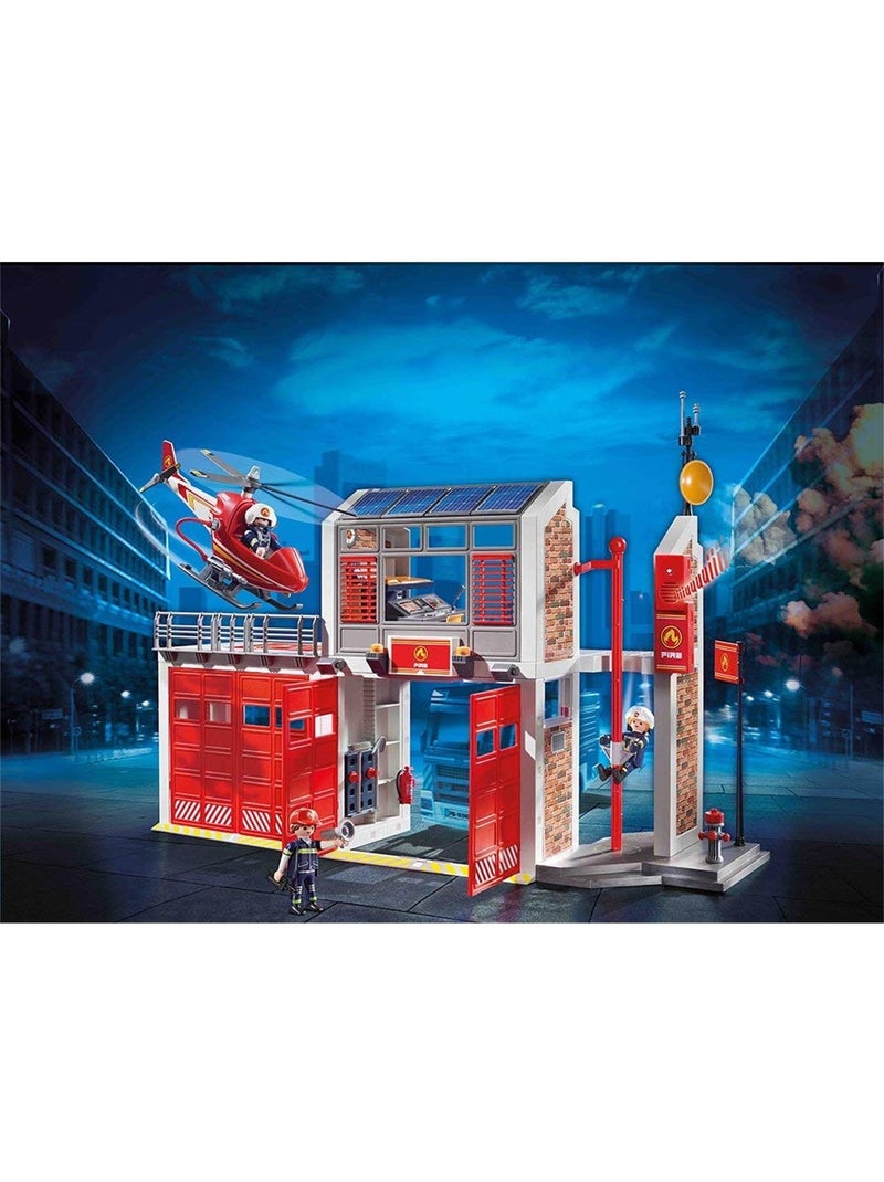 Set de 3 : caserne de pompiers + camion à échelle + véhicule de secours N/A - Kiabi
