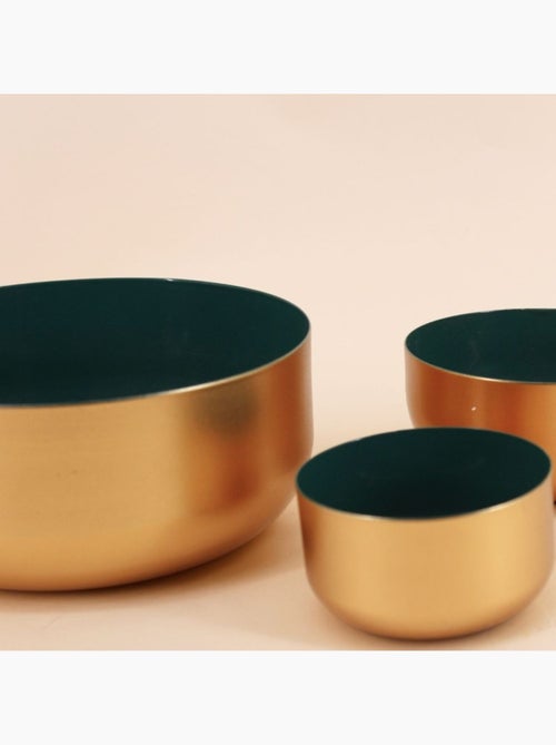 Set de 3 coupes dorées intérieur vert - Kiabi