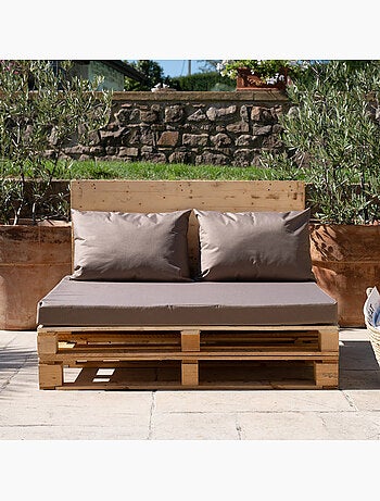 Set de 3 coussins palette extérieur imperméable et déhoussable MINORQUE