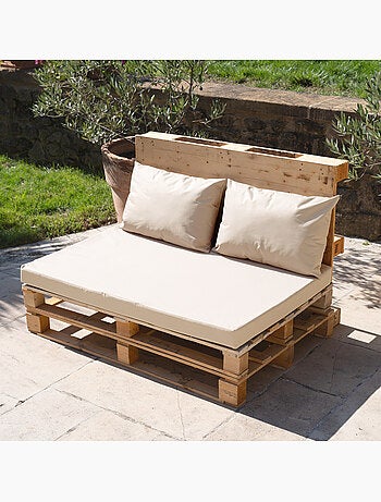 Set de 3 coussins palette extérieur imperméable et déhoussable MINORQUE