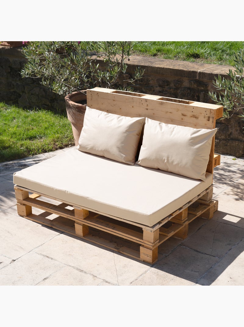 Set de 3 coussins palette extérieur  imperméable et déhoussable MINORQUE Ecru - Kiabi