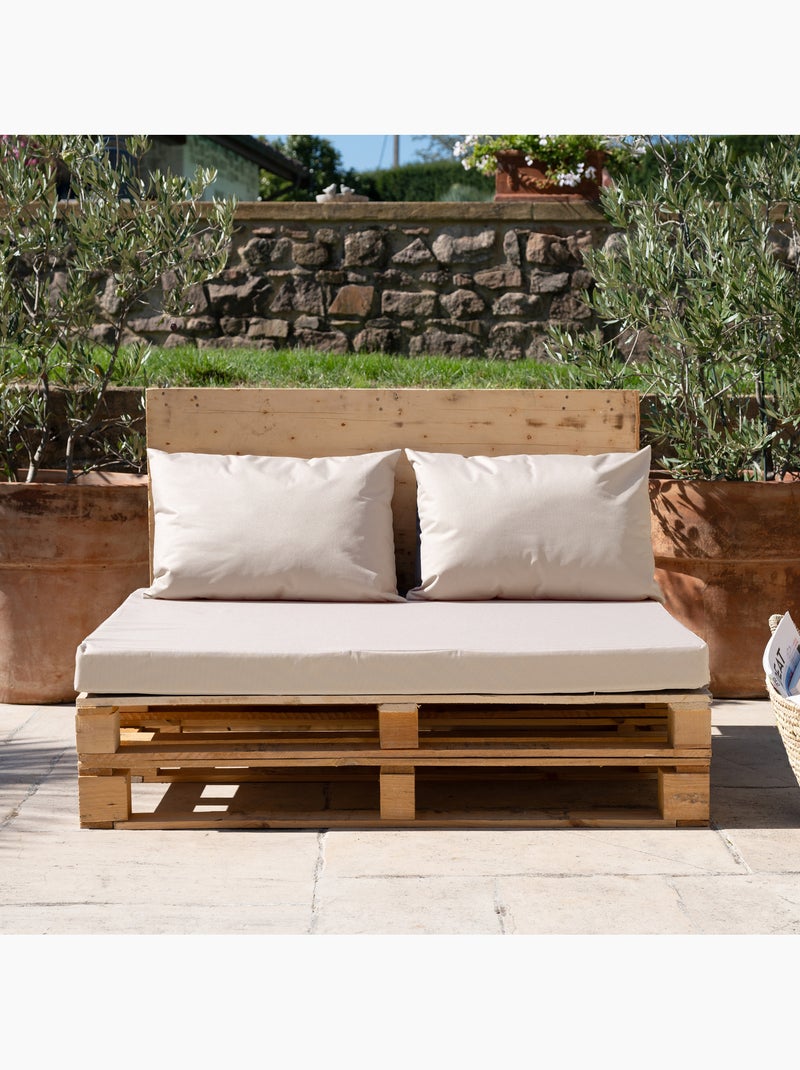 Set de 3 coussins palette extérieur  imperméable et déhoussable MINORQUE Ecru - Kiabi