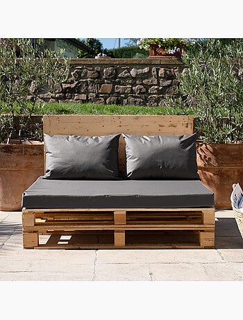 Set de 3 coussins palette extérieur imperméable et déhoussable MINORQUE