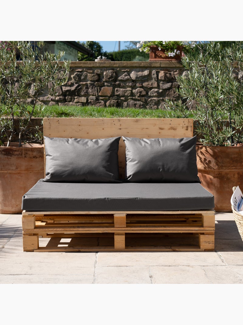 Set de 3 coussins palette extérieur  imperméable et déhoussable MINORQUE gris anthracite - Kiabi