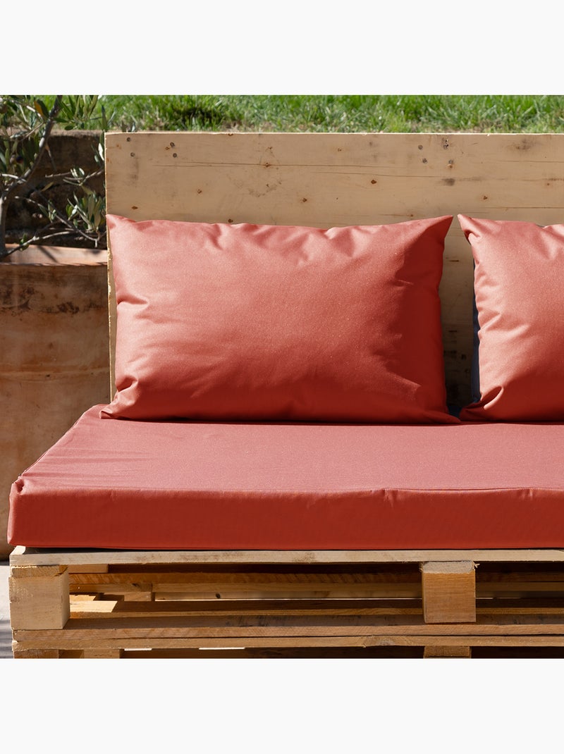 Set de 3 coussins palette extérieur  imperméable et déhoussable MINORQUE Rouge cerise - Kiabi