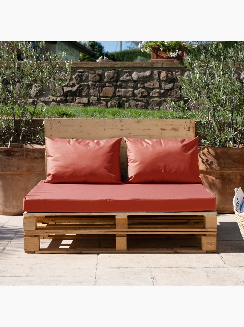 Set de 3 coussins palette extérieur  imperméable et déhoussable MINORQUE Rouge cerise - Kiabi