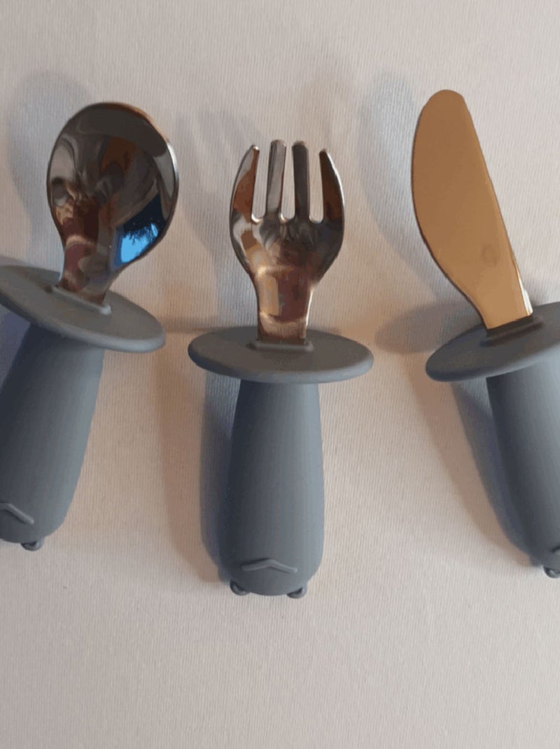 Set de 3 couverts en inox Gris - Kiabi