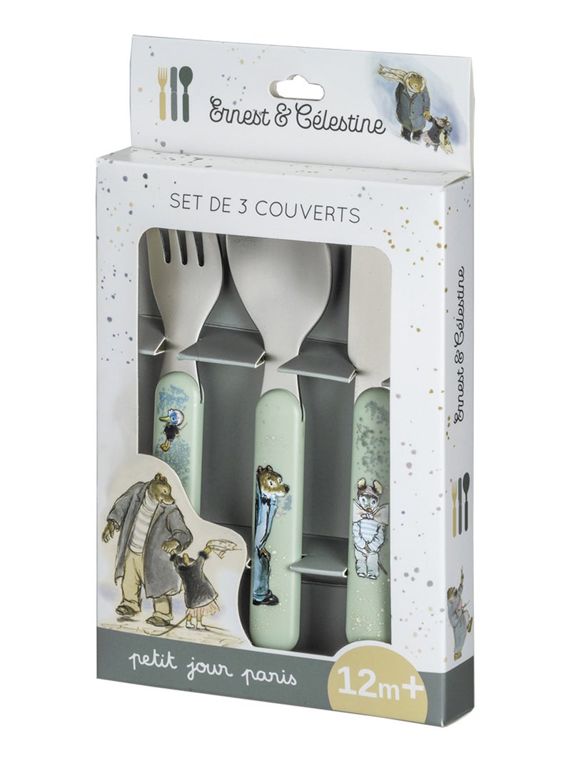Set De 3 Couverts Ernest Et Célestine Gris - Kiabi