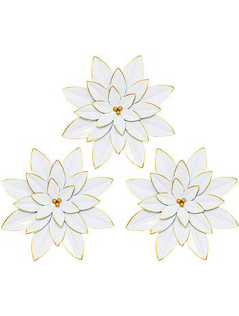 Lot de 3 décorations murales fleurs en acier doré ALYA