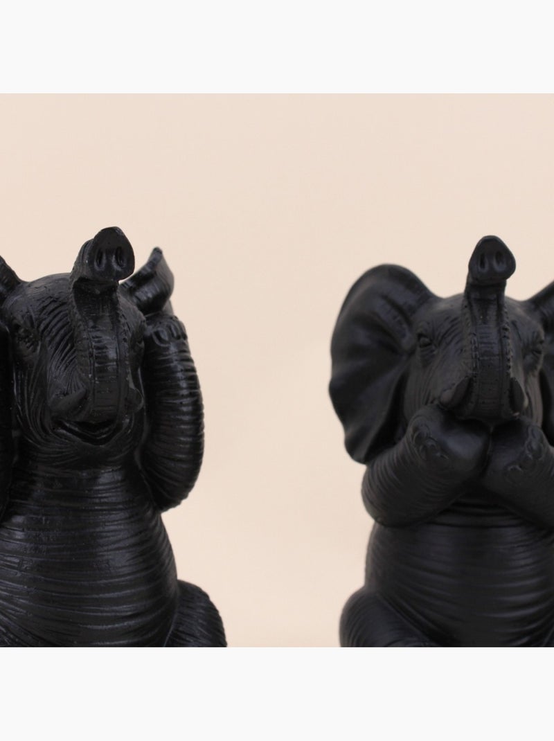 Set de 3 éléphants de la sagesse en résine noire Noir - Kiabi