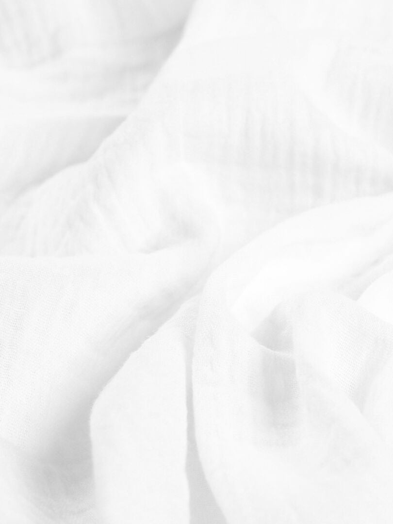 Set de 3 langes en mousseline de coton, blanc/terracotta Blanc - Kiabi
