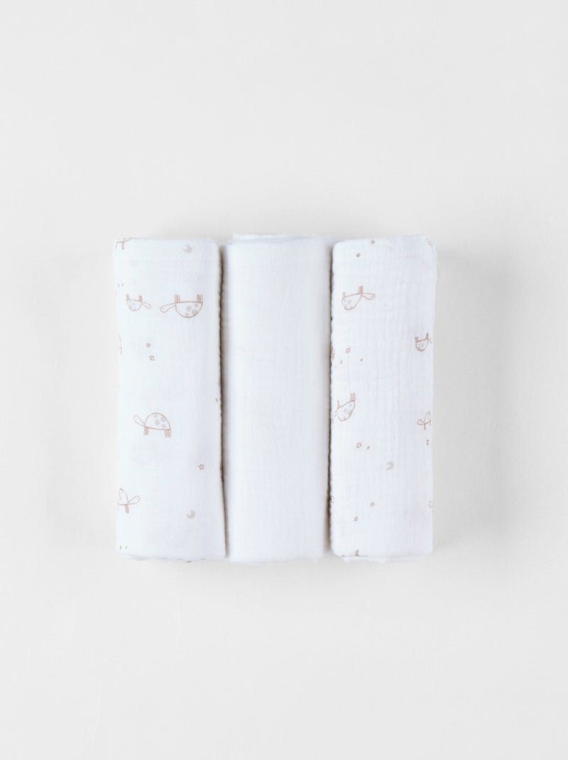Set de 3 langes tortue en mousseline, Noukie's Blanc - Kiabi