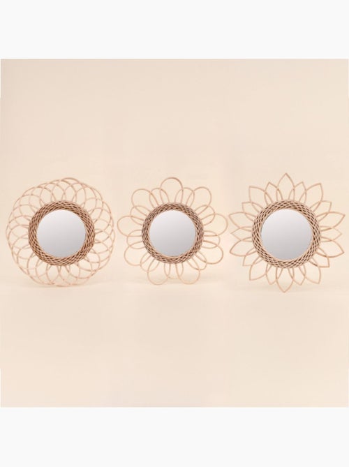 Set de 3 miroirs en rotin 30cm - Kiabi