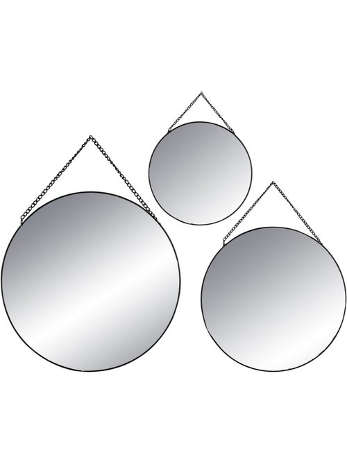 Set de 3 miroirs ronds à suspendre en métal LENY - Kiabi