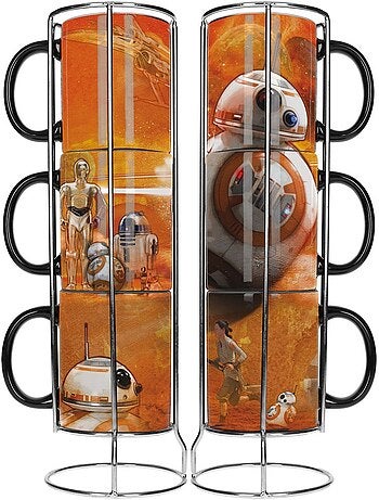 Set de 3 mugs empilables avec support métal Star wars – 325 ml x 3