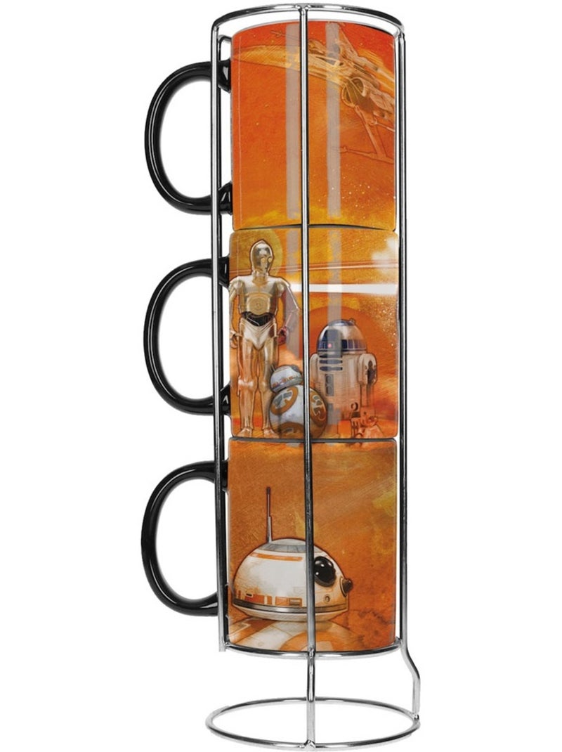 Set de 3 mugs empilables avec support métal Star wars – 325 ml x 3 Orange - Kiabi