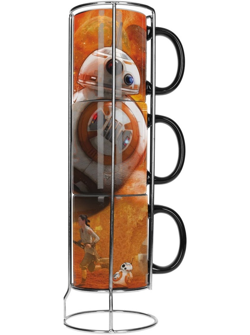 Set de 3 mugs empilables avec support métal Star wars – 325 ml x 3 Orange - Kiabi