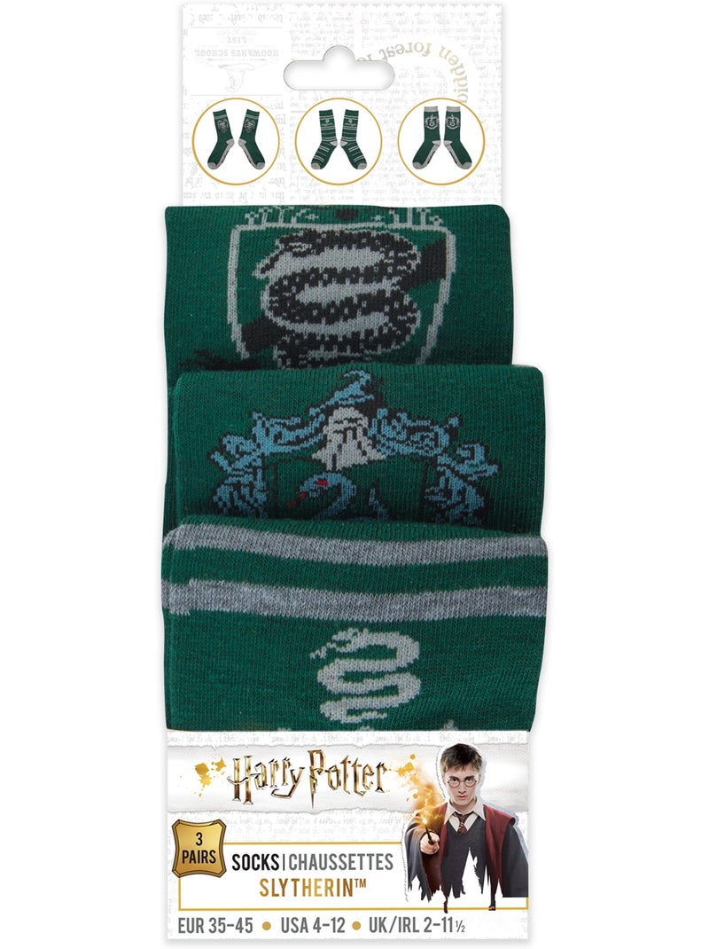 Set de 3 paires de chaussettes serpentard - harry potter Vert - Kiabi