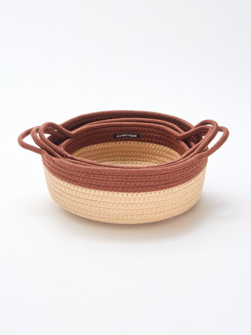 Set de 3 paniers avec corde Marron - Kiabi