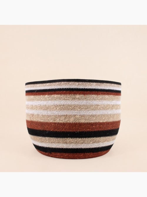 Set de 3 paniers bas rayés en herbes marines marron et beige - Kiabi