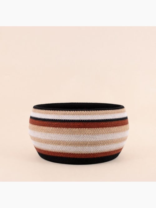 Set de 3 paniers bas rayés en herbes marines marron et beige - Kiabi