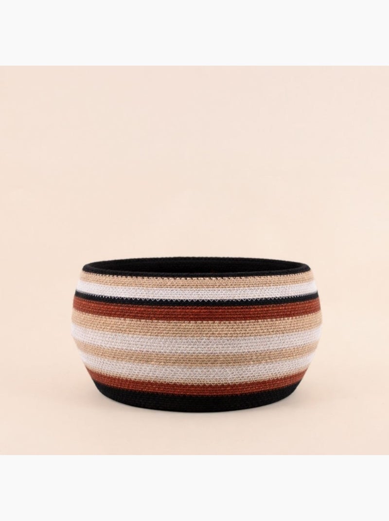 Set de 3 paniers bas rayés en herbes marines marron et beige Marron - Kiabi
