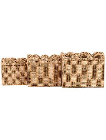 Set de 3 paniers carrés en corde de papier festonné
