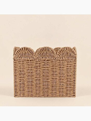 Set de 3 paniers carrés en corde de papier festonné