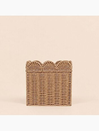 Set de 3 paniers carrés en corde de papier festonné
