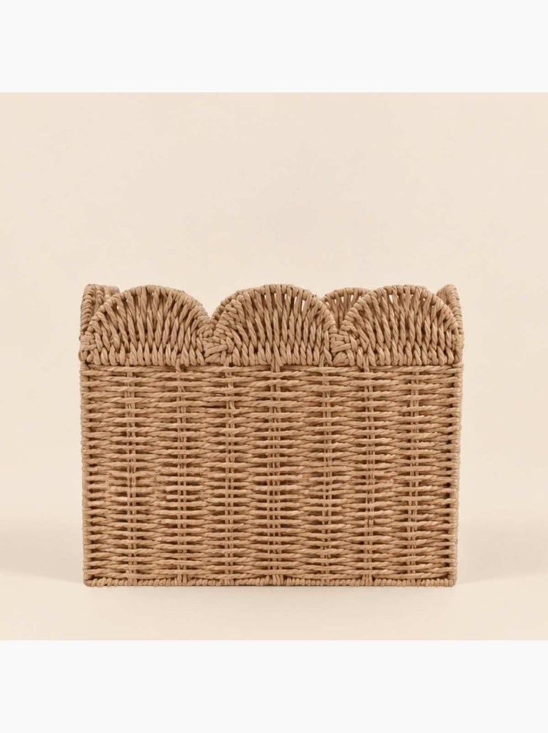 Set de 3 paniers carrés en corde de papier festonné Beige - Kiabi