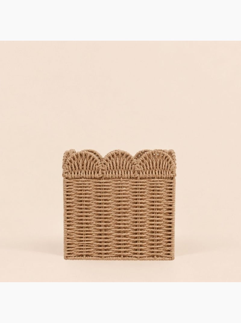 Set de 3 paniers carrés en corde de papier festonné Beige - Kiabi