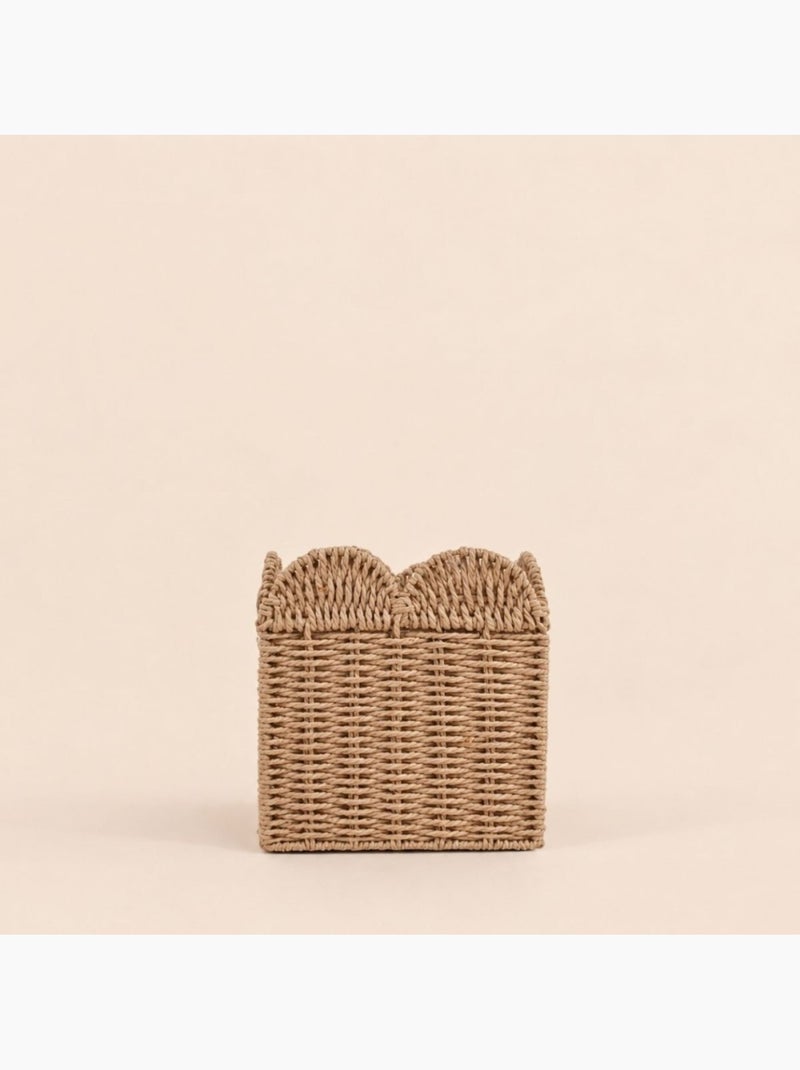 Set de 3 paniers carrés en corde de papier festonné Beige - Kiabi