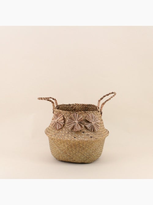 Set de 3 paniers en fibres naturelles avec pompons - Kiabi