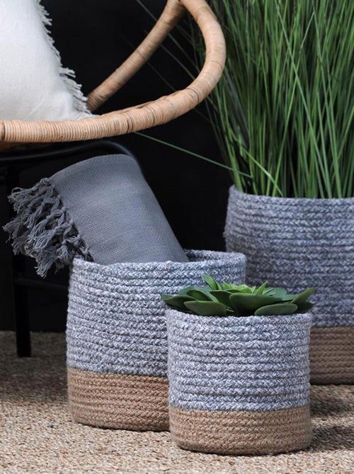 Set de 3 paniers ou cache-Pot en coton Vanua - Kiabi